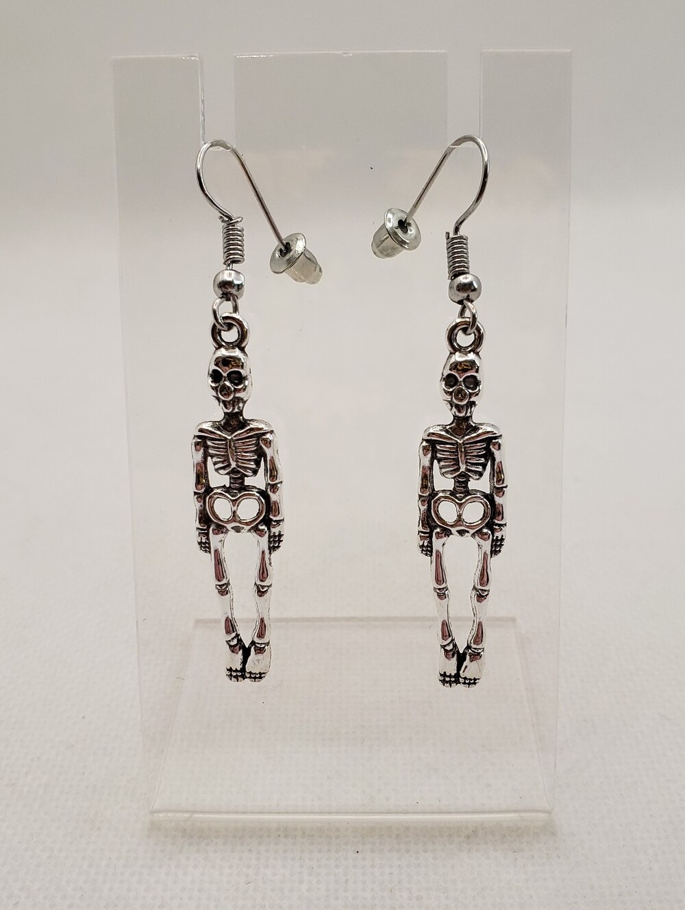 Silver Skeleton Dangle Earrings - Women's Jewelry